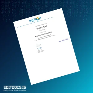 Editable Uruguay Instituto Nacional de Empleo y Formación Profesional Diploma in Commercial Administration Template Page Preview - EditDocs