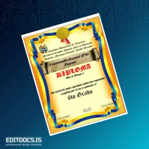 Editable Venezuela Concentración Nacional N°68 6th Grade Diploma Page Preview - EditDocs