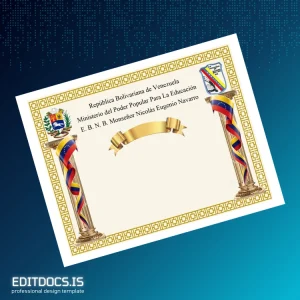 Editable Venezuela E. B. N. B. Monseñor Nicolás Eugenio Navarro Diploma Page Preview - EditDocs