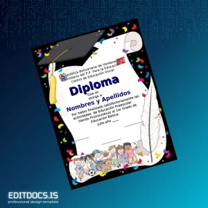 Editable Venezuela Ministry of Popular Power for Education Preschool Education Diploma Page Preview - EditDocs