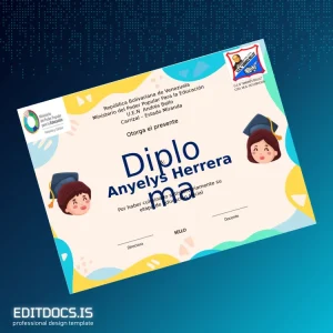 Editable Venezuela U.E.N Andrés Bello High School Diploma Page Preview - EditDocs