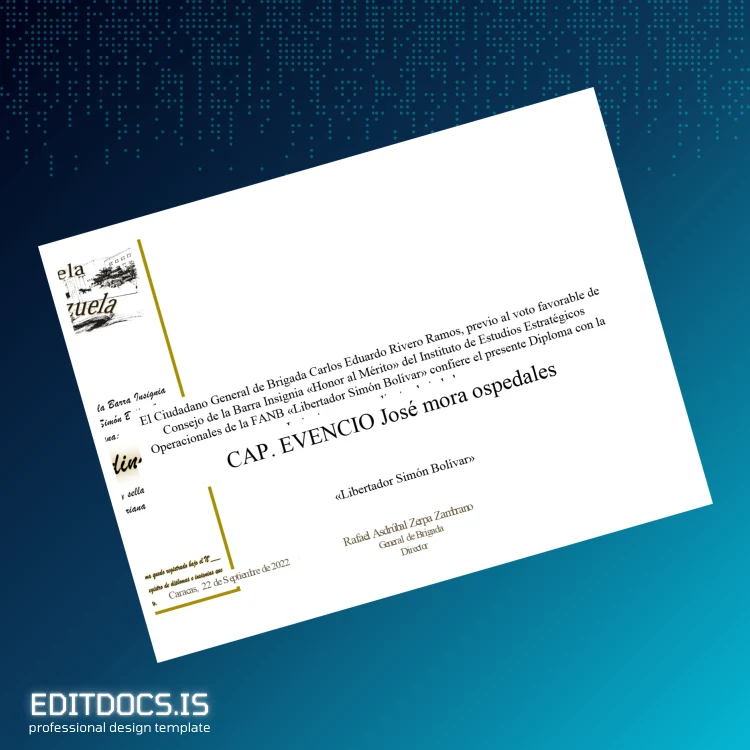 Editable Venezuela Universidad Militar Bolivariana de Venezuela Master's Degree Diploma page 3 Page Preview - EditDocs